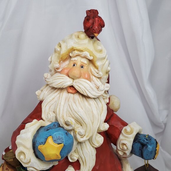 VTG Santa Claus Figurine With Cardinal 11.5" Tall Christmas Holiday Decor - Picture 2 of 13
